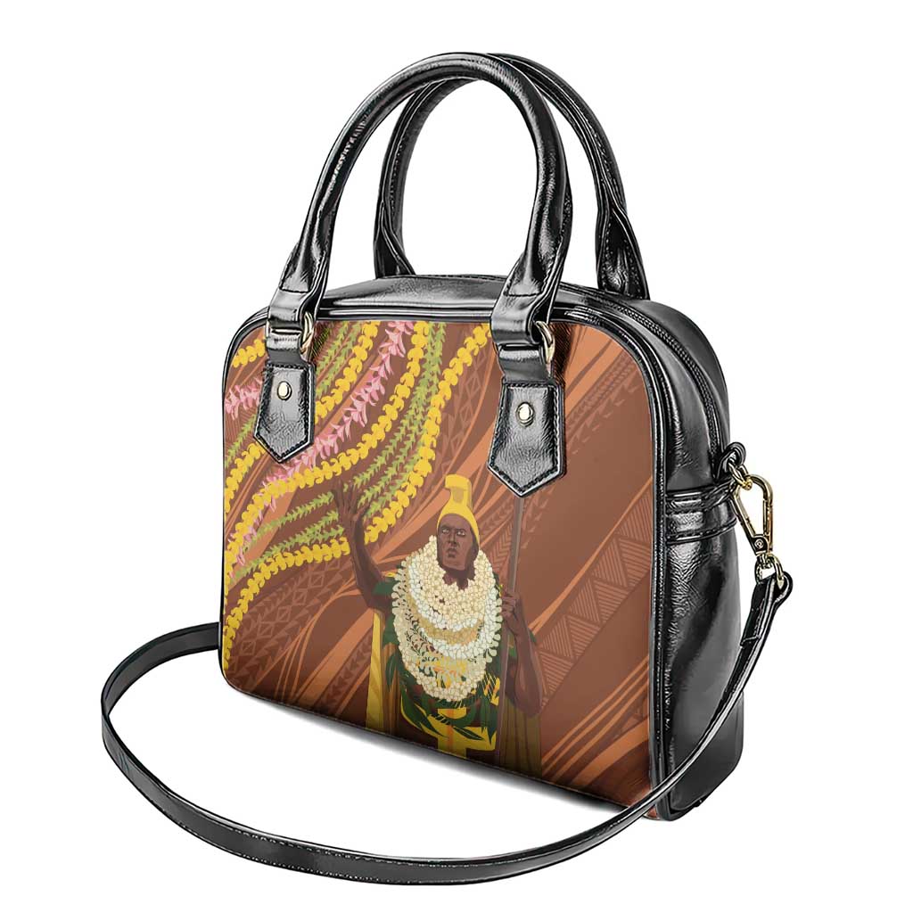 Hawaii King Kamehameha Shoulder Handbag Hawaiian Kakau Pattern With Leis LT05 - Polynesian Pride