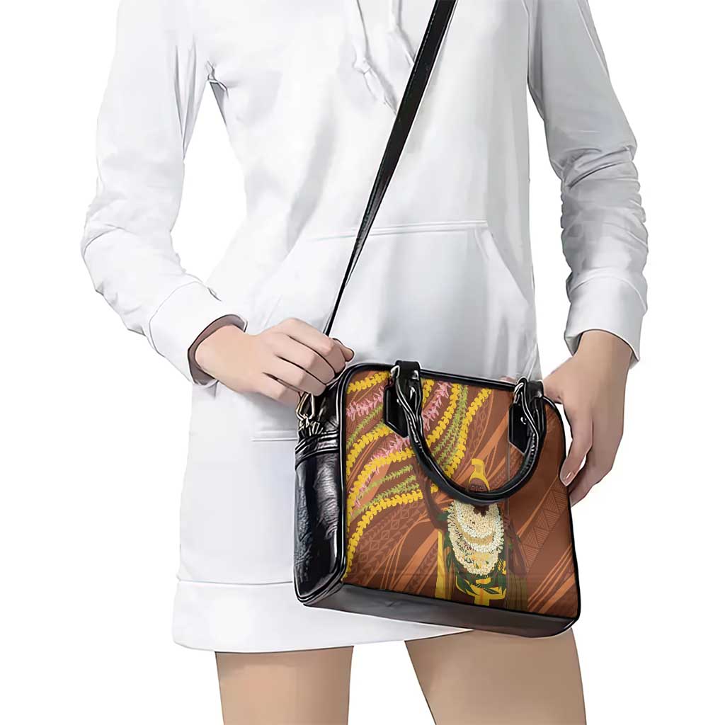 Hawaii King Kamehameha Shoulder Handbag Hawaiian Kakau Pattern With Leis LT05 - Polynesian Pride