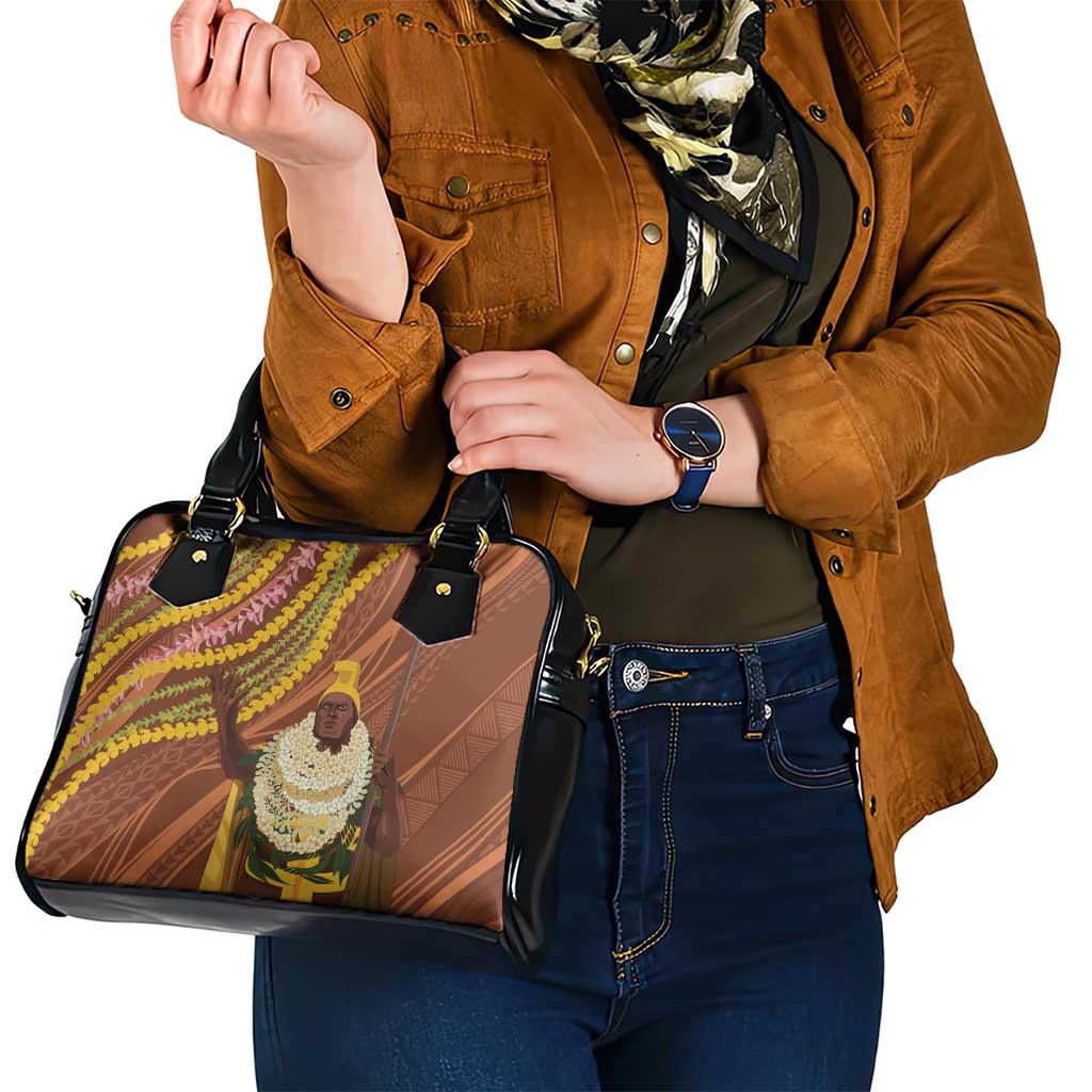 Hawaii King Kamehameha Shoulder Handbag Hawaiian Kakau Pattern With Leis LT05 - Polynesian Pride