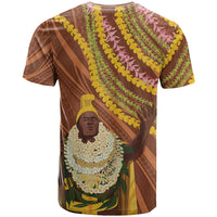 Hawaii King Kamehameha T Shirt Hawaiian Kakau Pattern With Leis LT05 - Polynesian Pride