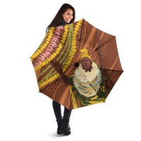 Hawaii King Kamehameha Umbrella Hawaiian Kakau Pattern With Leis LT05 - Polynesian Pride