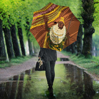 Hawaii King Kamehameha Umbrella Hawaiian Kakau Pattern With Leis LT05 - Polynesian Pride