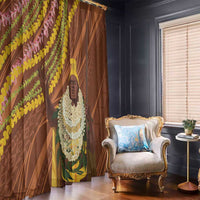 Hawaii King Kamehameha Window Curtain Hawaiian Kakau Pattern With Leis LT05 - Polynesian Pride
