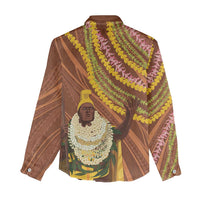 Hawaii King Kamehameha Women Casual Shirt Hawaiian Kakau Pattern With Leis LT05 - Polynesian Pride
