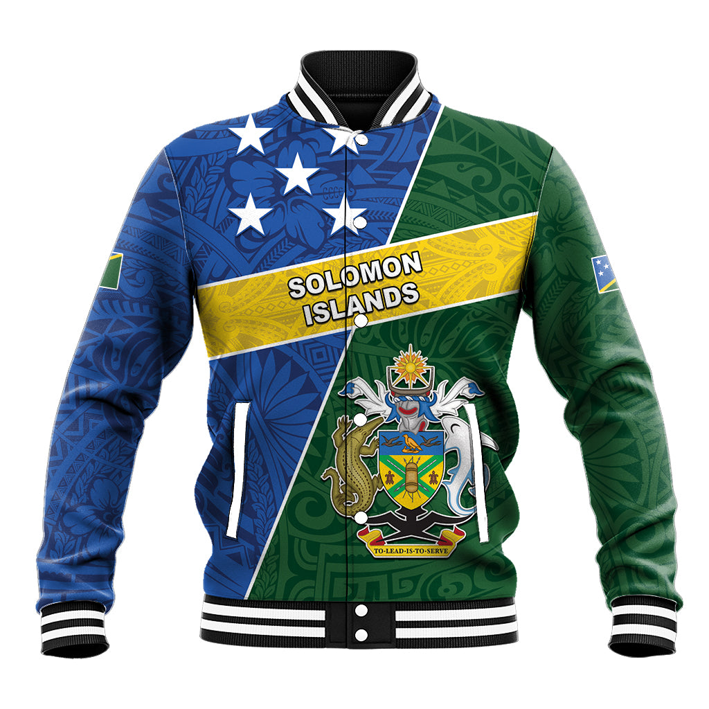 Personalised Solomon Islands Independence Day Baseball Jacket With Coat Of Arms