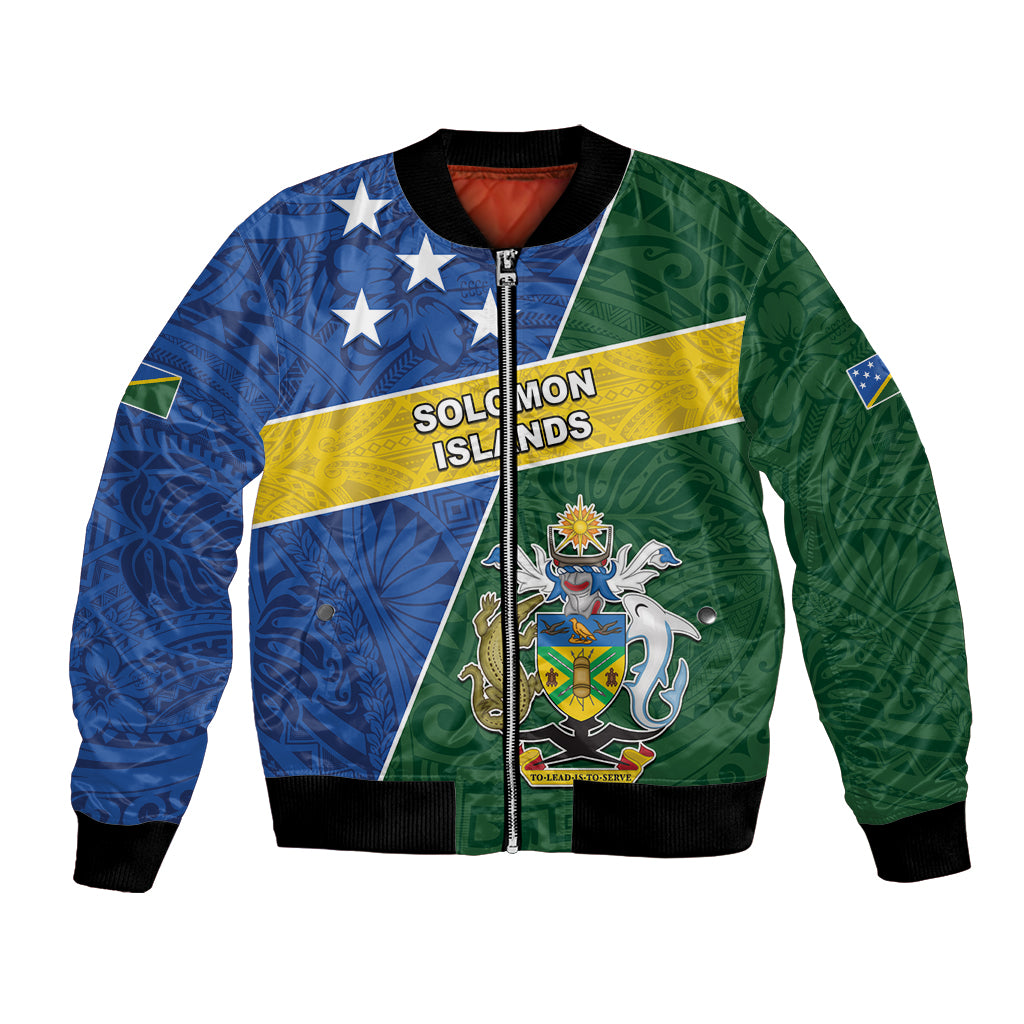 Personalised Solomon Islands Independence Day Bomber Jacket With Coat Of Arms