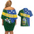 Personalised Solomon Islands Independence Day Couples Matching Off Shoulder Short Dress and Hawaiian Shirt With Coat Of Arms