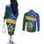 Personalised Solomon Islands Independence Day Couples Matching Off The Shoulder Long Sleeve Dress and Long Sleeve Button Shirt With Coat Of Arms