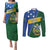 Personalised Solomon Islands Independence Day Couples Matching Puletasi and Long Sleeve Button Shirt With Coat Of Arms