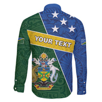 Personalised Solomon Islands Independence Day Family Matching Off The Shoulder Long Sleeve Dress and Hawaiian Shirt With Coat Of Arms