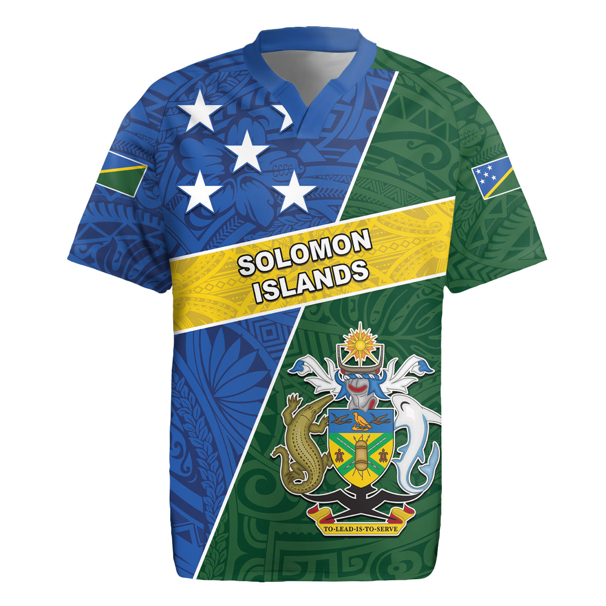 Personalised Solomon Islands Independence Day Rugby Jersey With Coat Of Arms