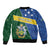 Personalised Solomon Islands Independence Day Sleeve Zip Bomber Jacket With Coat Of Arms