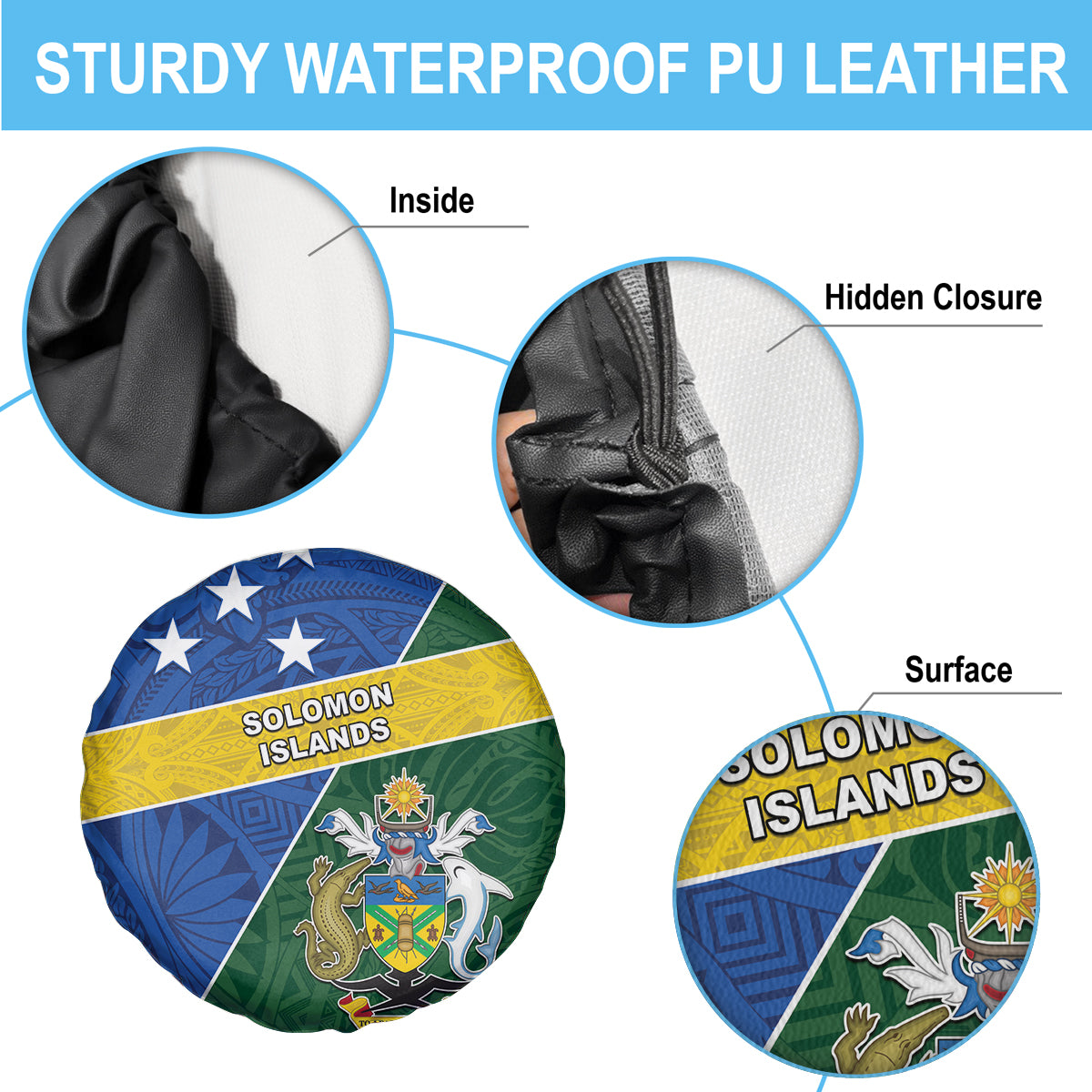 Solomon Islands Independence Day Spare Tire Cover With Coat Of Arms