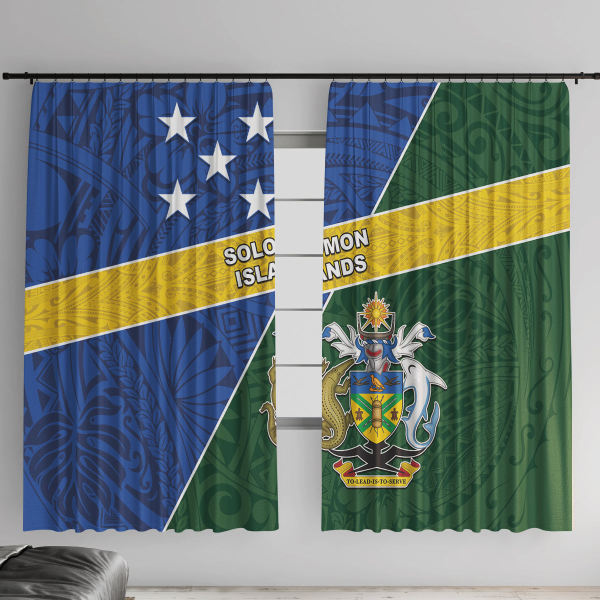 Solomon Islands Independence Day Window Curtain With Coat Of Arms