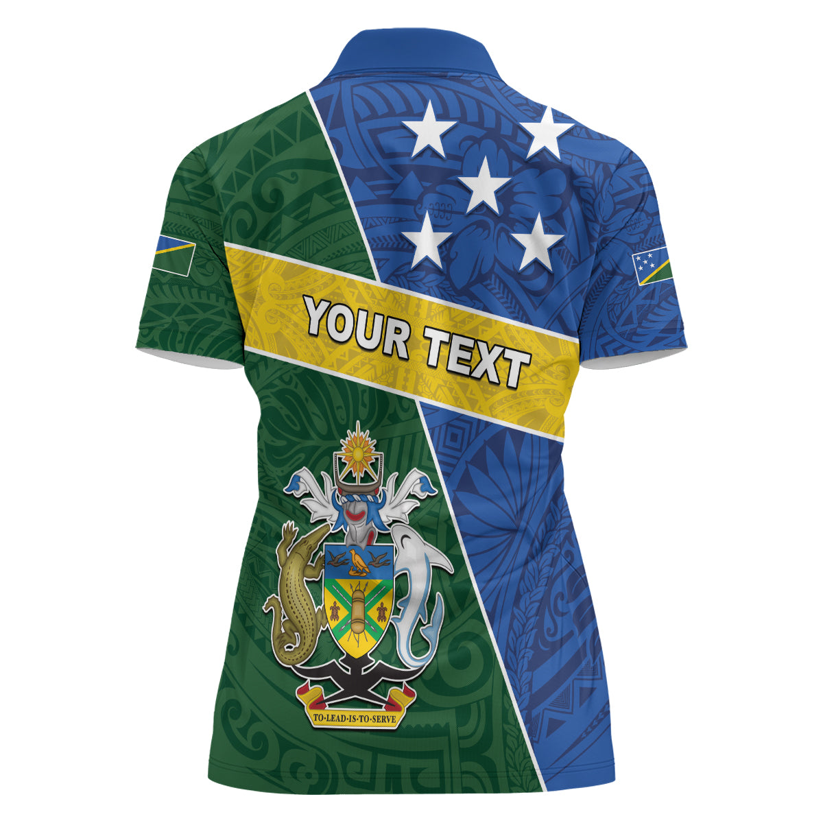 Personalised Solomon Islands Independence Day Women Polo Shirt With Coat Of Arms