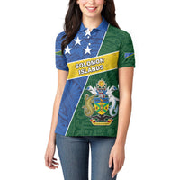 Personalised Solomon Islands Independence Day Women Polo Shirt With Coat Of Arms