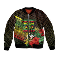 Personalized Hawaii Born and Raised Bomber Jacket Kanaka Maoli Flag Day