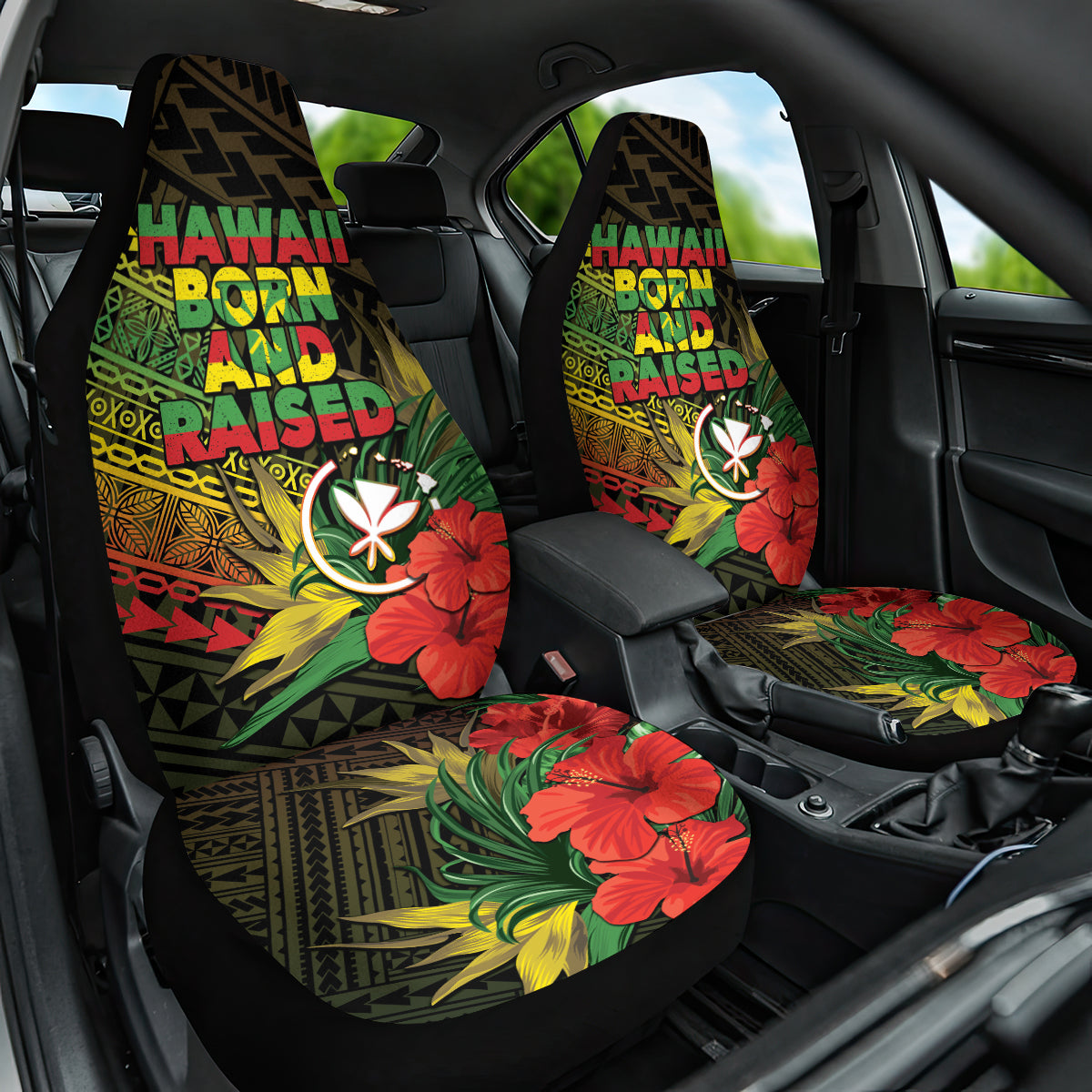 Hawaii Born and Raised Car Seat Cover Kanaka Maoli Flag Day