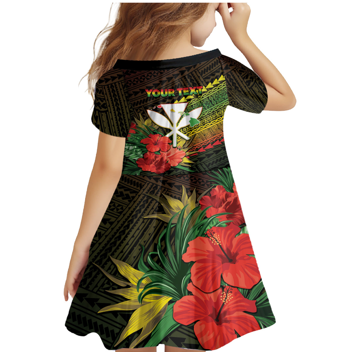 Personalized Hawaii Born and Raised Family Matching Mermaid Dress and Hawaiian Shirt Kanaka Maoli Flag Day