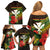 Personalized Hawaii Born and Raised Family Matching Off Shoulder Short Dress and Hawaiian Shirt Kanaka Maoli Flag Day