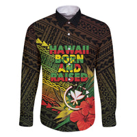 Personalized Hawaii Born and Raised Family Matching Tank Maxi Dress and Hawaiian Shirt Kanaka Maoli Flag Day