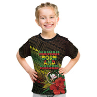 Personalized Hawaii Born and Raised Kid T Shirt Kanaka Maoli Flag Day