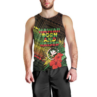 Personalized Hawaii Born and Raised Men Tank Top Kanaka Maoli Flag Day