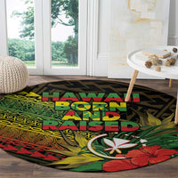 Hawaii Born and Raised Round Carpet Kanaka Maoli Flag Day