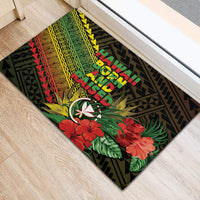 Hawaii Born and Raised Rubber Doormat Kanaka Maoli Flag Day