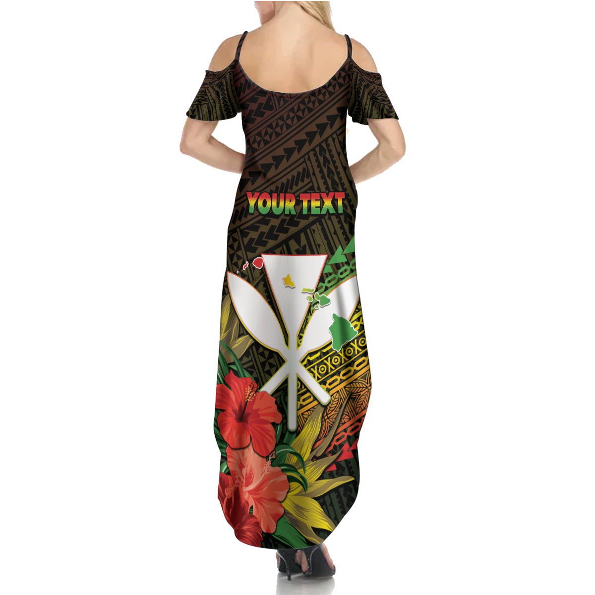 Personalized Hawaii Born and Raised Summer Maxi Dress Kanaka Maoli Flag Day
