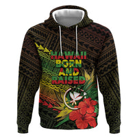 Personalized Hawaii Born and Raised Zip Hoodie Kanaka Maoli Flag Day