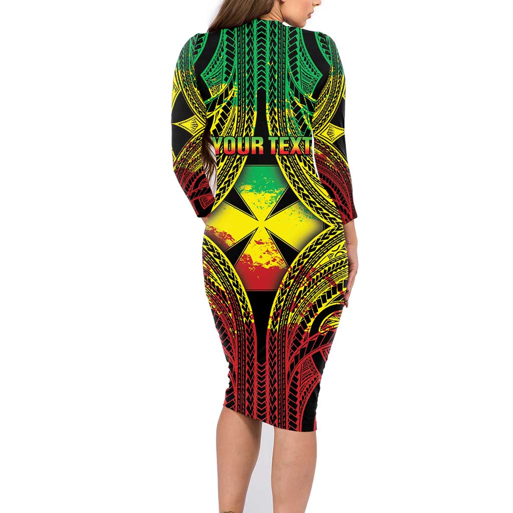 Personalised Wallis and Futuna Territory Day Family Matching Long Sleeve Bodycon Dress and Hawaiian Shirt Polynesian Pattern Simple Style