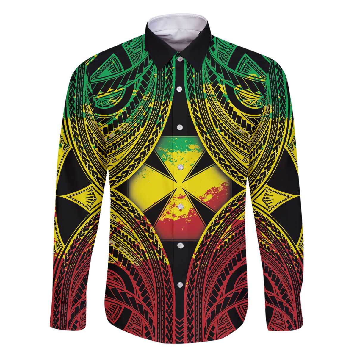 Personalised Wallis and Futuna Territory Day Family Matching Off The Shoulder Long Sleeve Dress and Hawaiian Shirt Polynesian Pattern Simple Style