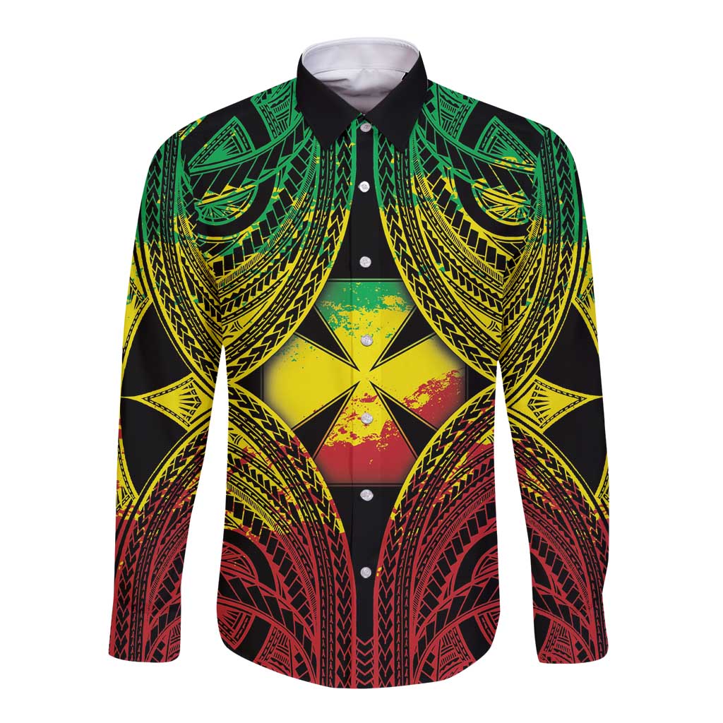 Personalised Wallis and Futuna Territory Day Long Sleeve Button Shirt Polynesian Pattern Simple Style