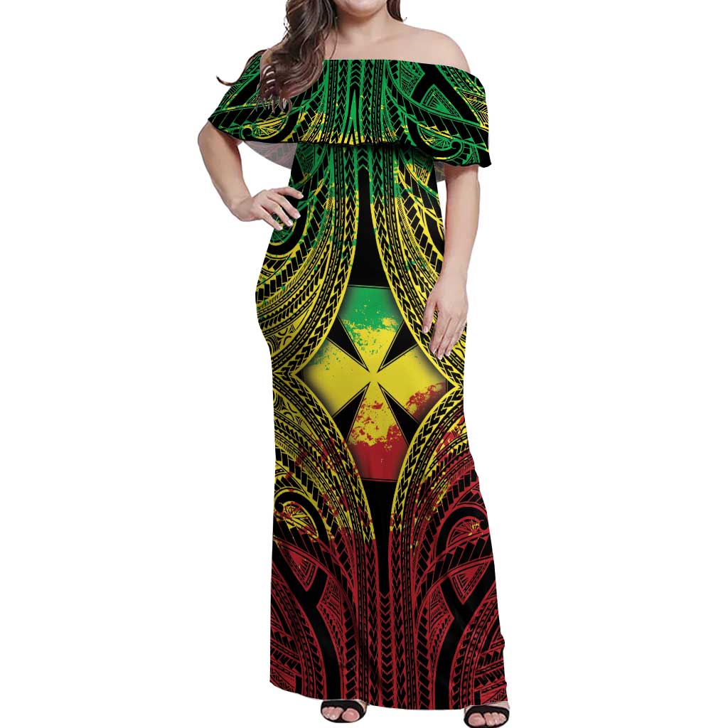 Personalised Wallis and Futuna Territory Day Off Shoulder Maxi Dress Polynesian Pattern Simple Style