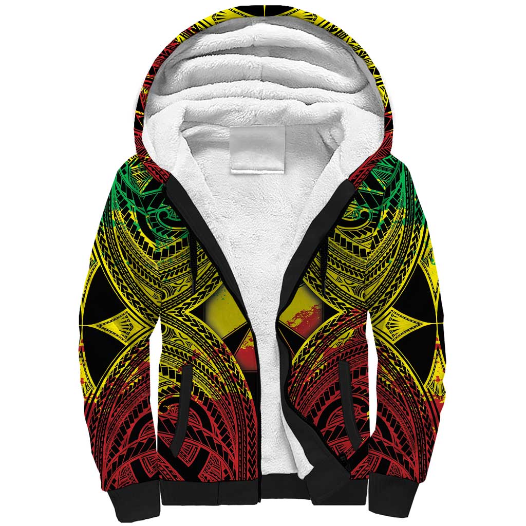 Personalised Wallis and Futuna Territory Day Sherpa Hoodie Polynesian Pattern Simple Style