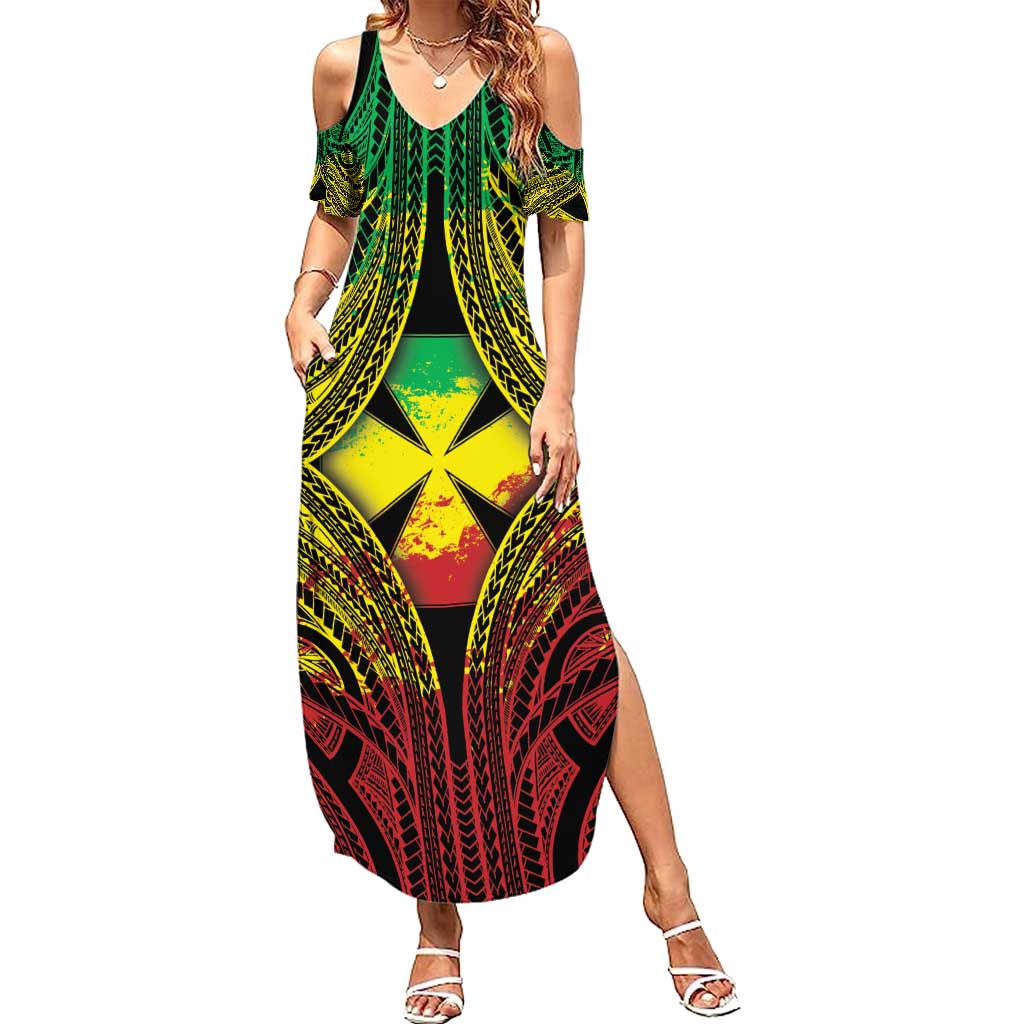 Personalised Wallis and Futuna Territory Day Summer Maxi Dress Polynesian Pattern Simple Style