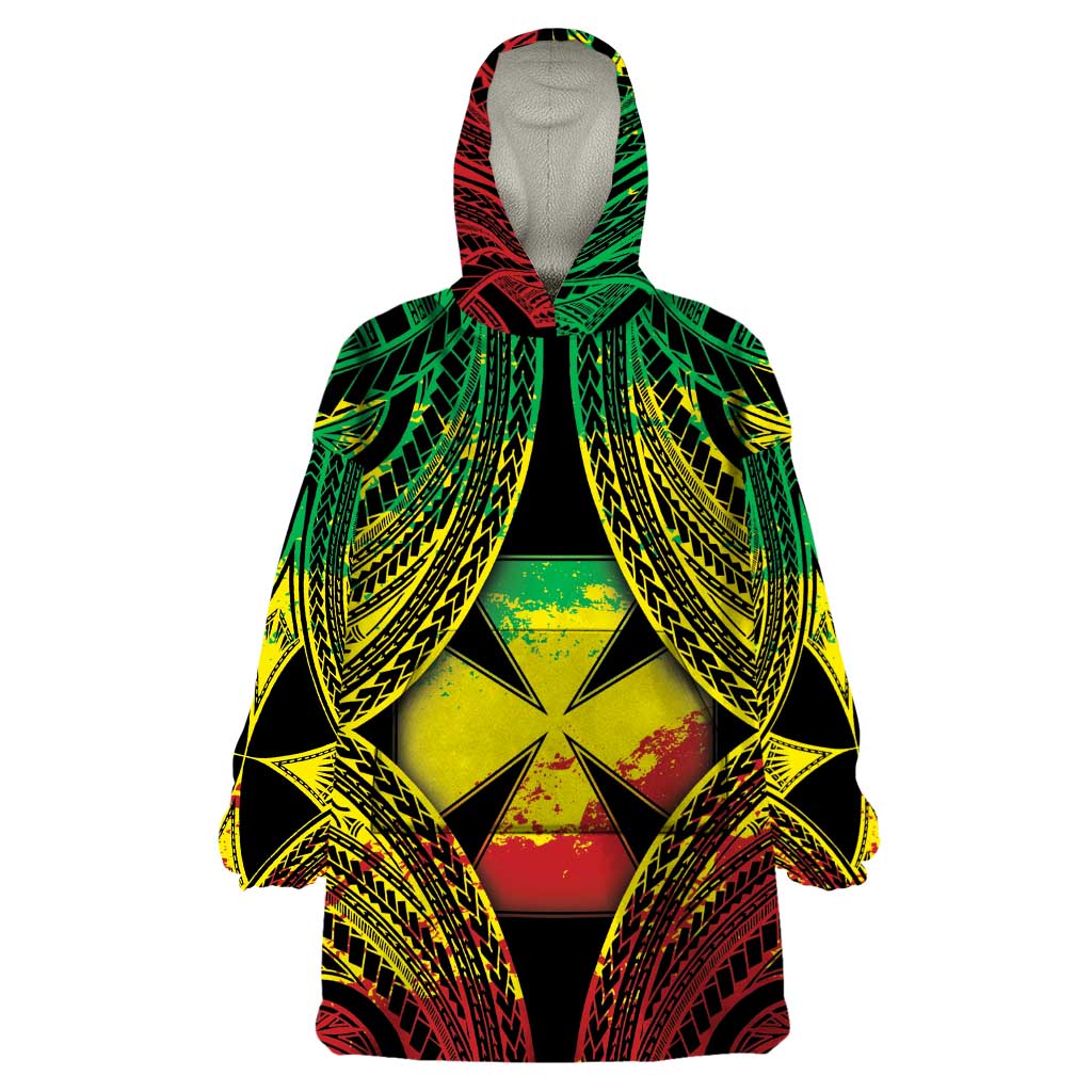 Personalised Wallis and Futuna Territory Day Wearable Blanket Hoodie Polynesian Pattern Simple Style