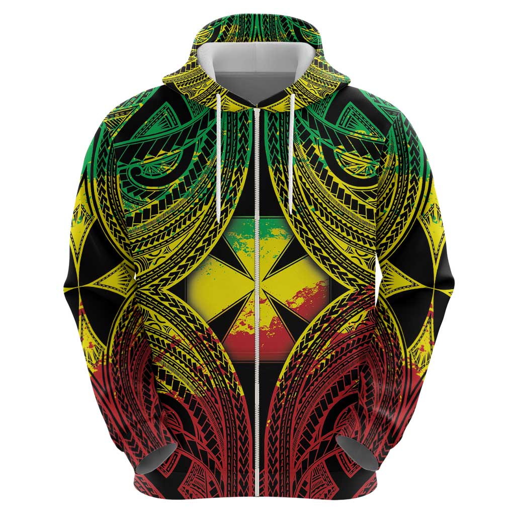 Personalised Wallis and Futuna Territory Day Zip Hoodie Polynesian Pattern Simple Style