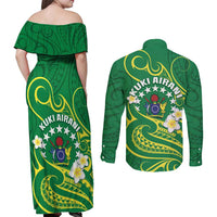 Cook Islands Happy Constitution Day Couples Matching Off Shoulder Maxi Dress and Long Sleeve Button Shirt Pattern Tribal Art LT05 - Polynesian Pride