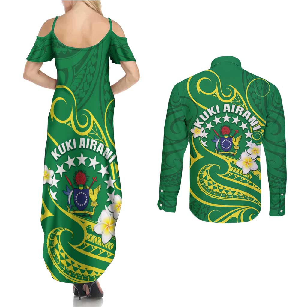 Cook Islands Happy Constitution Day Couples Matching Summer Maxi Dress and Long Sleeve Button Shirt Pattern Tribal Art LT05 - Polynesian Pride