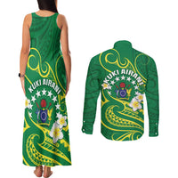 Cook Islands Happy Constitution Day Couples Matching Tank Maxi Dress and Long Sleeve Button Shirt Pattern Tribal Art LT05 - Polynesian Pride