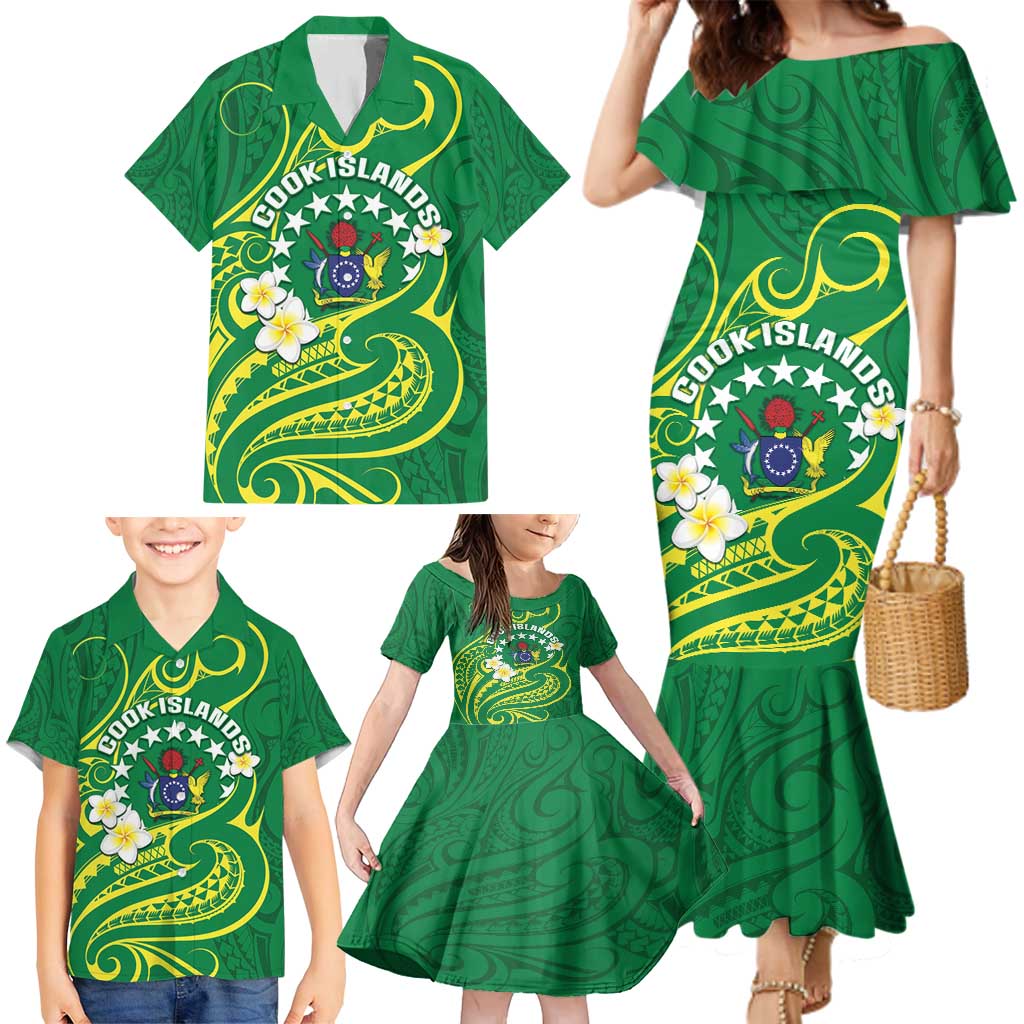 Cook Islands Happy Constitution Day Family Matching Mermaid Dress and Hawaiian Shirt Pattern Tribal Art LT05 - Polynesian Pride