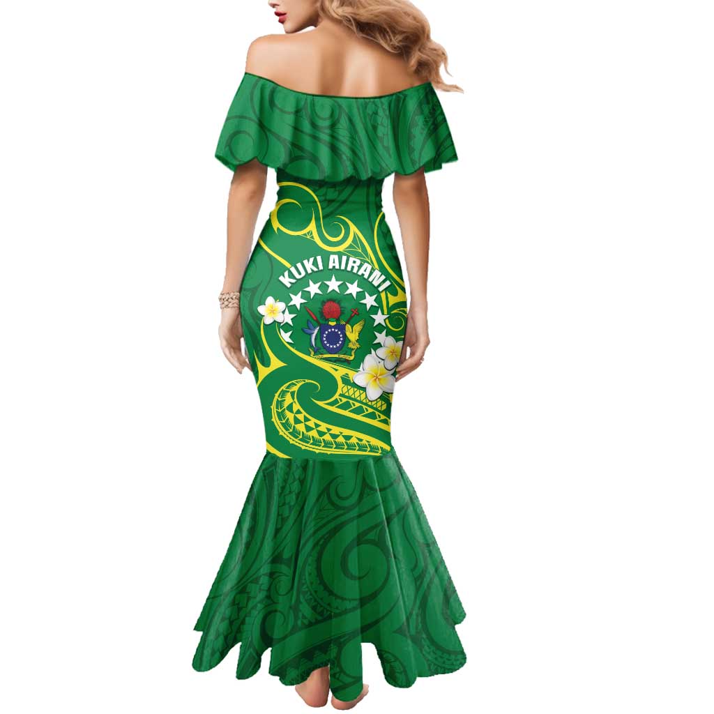 Cook Islands Happy Constitution Day Family Matching Mermaid Dress and Hawaiian Shirt Pattern Tribal Art