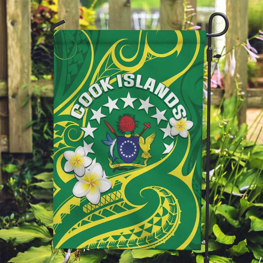 Cook Islands Happy Constitution Day Garden Flag Pattern Tribal Art LT05 Garden Flag Green - Polynesian Pride