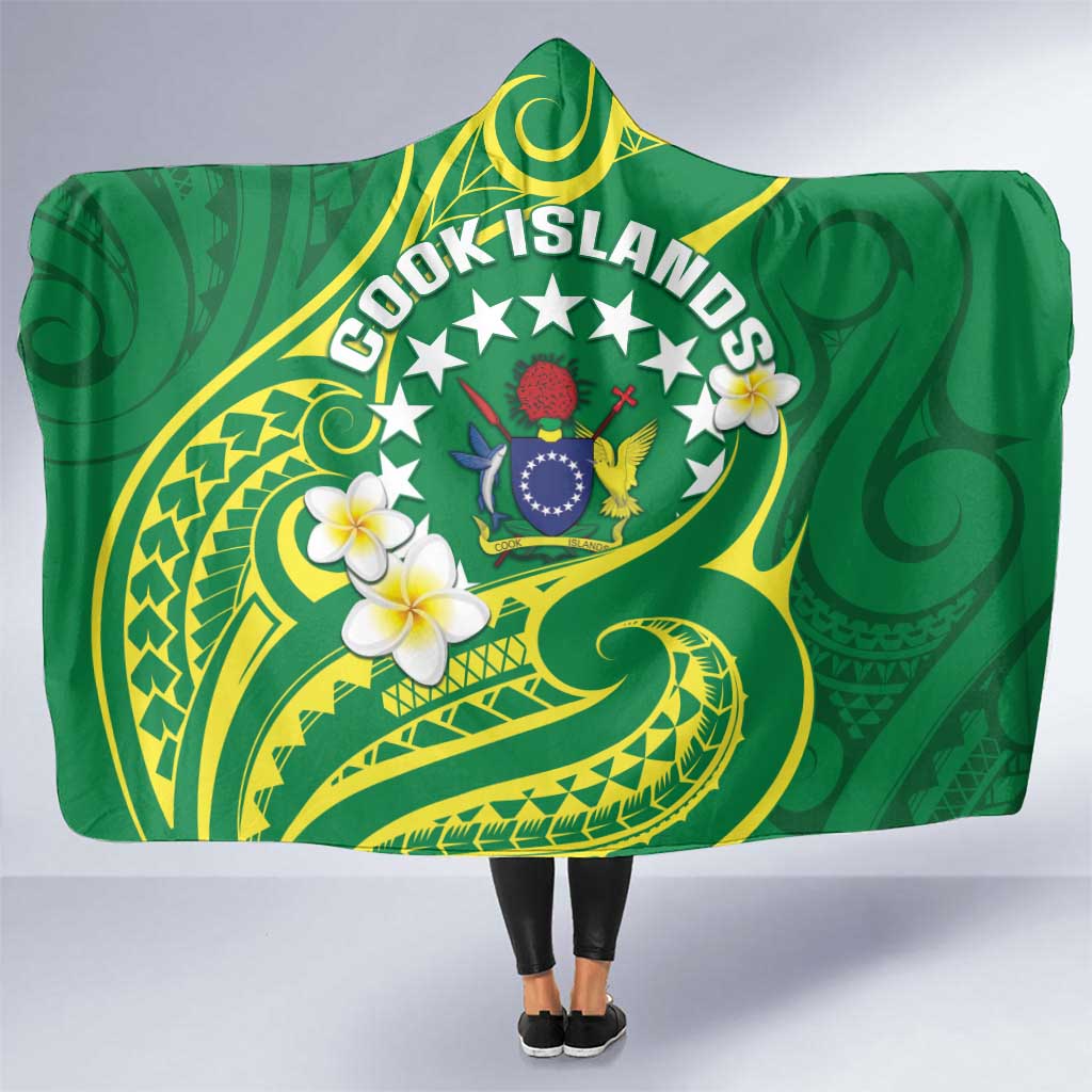 Cook Islands Happy Constitution Day Hooded Blanket Pattern Tribal Art LT05 One Size Green - Polynesian Pride