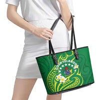 Cook Islands Happy Constitution Day Leather Tote Bag Pattern Tribal Art LT05 - Polynesian Pride