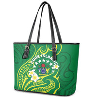 Cook Islands Happy Constitution Day Leather Tote Bag Pattern Tribal Art LT05 - Polynesian Pride