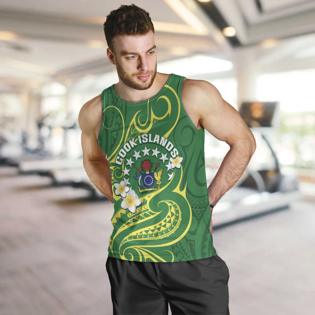Cook Islands Happy Constitution Day Men Tank Top Pattern Tribal Art LT05 Green - Polynesian Pride
