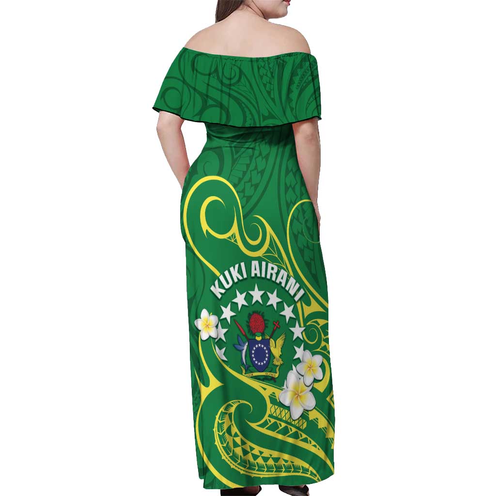 Cook Islands Happy Constitution Day Off Shoulder Maxi Dress Pattern Tribal Art LT05 - Polynesian Pride